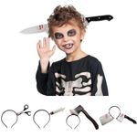 Halloween Fake Axe Knife Scissors Headband Bloody Cosplay Fancy Dress Prop