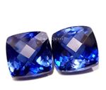 10 to 10 CT 2 PC Natural Blue Sapphire Checkerboard Cut Ring Size Loose Gemstone