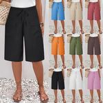 Ladies Womens Trousers Elastic Waist Casual Loose Summer Shorts Pants Size 6-20