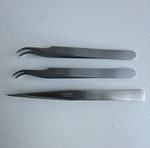 Granit Switzerland INOX Stainless Steel Tweezer Set 3pcs 2 Curved 1 Straight