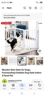 Wooden Dog Gate 3-Panel Freestanding,Foldable Design with Two Support Feet WHITE