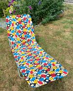 Vintage Sun Lounger Bed Tubular Frame Retro Pattern Festival Garden Camping