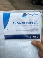 Croydex White Vinyl Shower Curtain 180x180cm Waterproof Easy Clean Ready to Hang