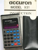 Vintage 1970s ACCURON 931 Executive Calculator Red LED Display Case+