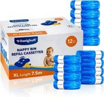 12 Pack Nappy Bin Refill Bags,7.5M Each Nappy Bags 7-layer Anti-Odor Danighoff