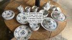 Large 32-Piece Victorian Blue & White Tea & Dinner Service – Spiral Fluted Staff