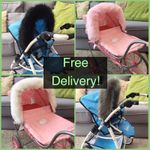 DOLLS Pram Luxury Faux Fur HOOD TRIM -Universal- Pink Ivory Black Blue Grey