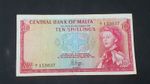 Central Bank Of Malta Ten Shillings Banknote. 1967. Elizabeth II. # A1 153037