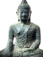 THAI BRONZE BUDDHA BHUMISPARSA MUDRA AYUTTHAYA STYLE PERIOD Mid 20th c.