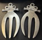 Vintage Pewter Salad Serving Claws India Nautical Pattern