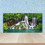 Tulup Kitchen Glass Splashback 100x50 Waterfall in the mountains