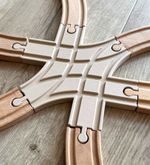 6 Way Split Crossover Junction Wooden Train Track Points - Fits Brio and more!