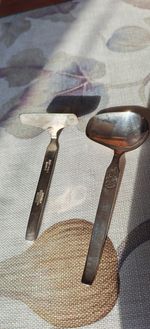 Vintage Silver Plate 2 Piece Christening Set Spoon & Pusher Falstaff Plate EPNS