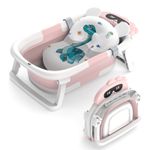 Baby Bath Tub Foldable for 0-24 Months Newborn Toddler Bath with Cushion, Used