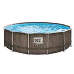 M.Y Splash 14ft Rattan Finish Metal Frame Swimming Pool set