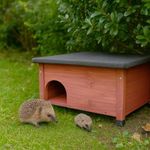 Hedgehog House with Double Chamber – Outdoor Wooden Wildlife Shelter Box