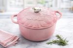 Crofton Cast Iron Casserole Dish With Flower Lid 22cm Oven Safe To 250 Degree