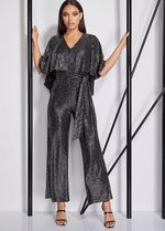Size 10 - STAR by Julien Macdonald Black Stretch Sequin Cape Detail Jumpsuit