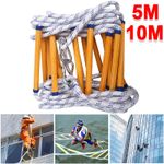 5/10m Emergency Fire Escape Ladder Soft Rope to Deploy W/ Hooks Portable