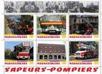 Stamp block Madagasikara 2010 Firefighters Vehicles issue