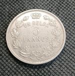 1931 Belgium 5 Francs French Text Position B