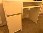 White Computer Desk 100cm Wide Freestanding w/ 1 Drawer & 1 Shelf 76cm H