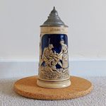 Ceramic Lidded German Beer Stein Pewter Lid "Lindau" Model Number 1904.