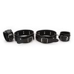 Wrist Thigh Restraint Kit Couples BDSM Bondage Straps Black Faux Leather