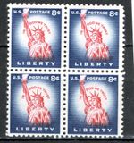 STAMPS USA-Statue of Liberty  8c, block of 4, 1954-**