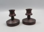 A Pair of Vintage Turned Squat Candlesticks - Nyasaland / Malawi 1950's - Phyl