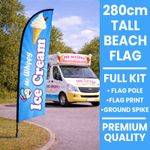Mr Whippy Ice Cream Feather Flag 2.8m | Beach Flag Sign + Pole & Spike | Ice Cre