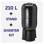 210L Rain Water Collector Barrel Tank with Stand & Diverter Kit for Garden