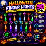 50 Pcs Halloween Finger Lights LED Finger Flashlights Glow in Dark Party Favours