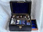 SUPERB EARLY VICTORIAN COROMANDEL VANITY, SEWING BOX, RARE COMBINATION, + CONTEN