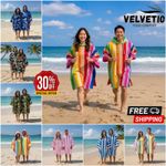 Adult Beach Poncho Sand Free Changing Robe Quick Dry Microfibre Hooded Towels