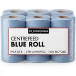 Jumbo Workshop Hand Towels Blue Rolls 2 Ply Centre Feed Wipes Embossed Tissues