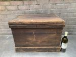 Old Antique Pine Chest, Vintage Wooden Storage Trunk, Blanket Box, Coffee Table.