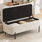 Storage Ottoman Bench, Bed End Stool with Seat, Shoe Changing Pouffe