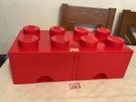 LEGO STACKABLE STORAGE DRAWER BRICK. RED 8 STUD STORAGE BOX