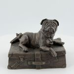 Heredities Jean Spouse Pug Dog Cold Cast Bronze Sculpture on Suitcase England