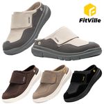 FitVille Mens Wide Fit Diabetic Slippers Slip On Backless Orthopedic Mules Shoes