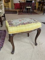 Antique Country House Yellow Needlepoint Cabriole Leg Dressing Table Stool 