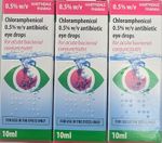 Chloramphenicol Eye Drops 0.5% 10ml For Bacterial Conjunctivitis x 3 Pack