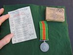 WW 2 HOME GUARD DEFENCE MEDAL WITH BOX & SLIP TO J G TURNER PARBOLD NR WIGAN