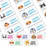 Animal mix Stick on Clothing Name Labels Clothes School Uniform Care Home Kids
