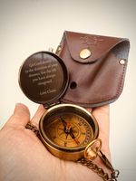 Engraved Personalised Brass Coordinate Compass Keepsake Gift Hiking For Him Dad