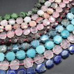 Gemstone Faceted Square Beads - 14mm or 18mm - 15",  for Jewellery Making