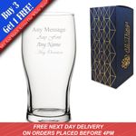 Personalised Engraved Tulip Pint Glass, Gift Boxed, Personalise with Any Message