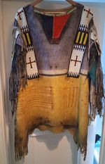 Native American Sioux Style War Shirt ,Hand Made In Leather With Bead Work Large