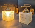 Pair Vintage Art Deco Brass Shell Motor Oil Wall Fixture Sconces Ship Light Lamp